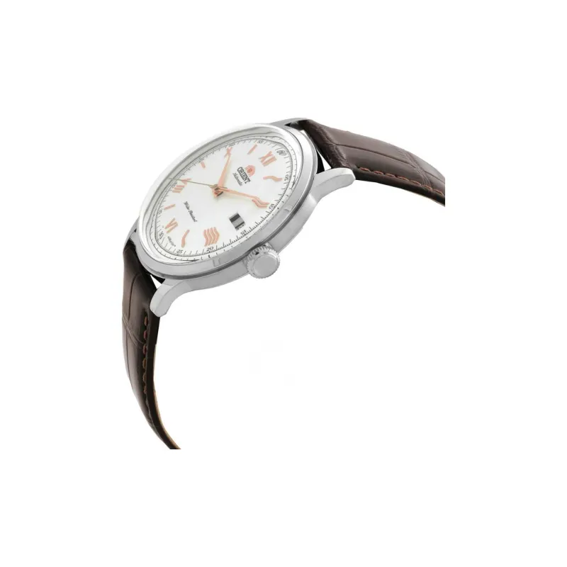 ORIENT Automatic Mechanical Movement Cow Leather Strap Watch 41mm Men's Watches Silver Dial-1