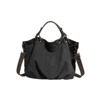 Yalu Polyester Tote Bag, Shoulder Bag, Crossbody Bag, Handbag Unisex Black/Brown