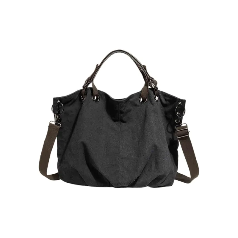 Yalu Polyester Tote Bag, Shoulder Bag, Crossbody Bag, Handbag Unisex Black/Brown-0