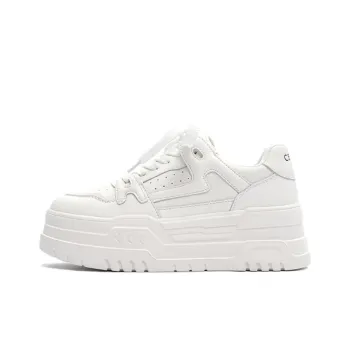 Ruomini Anti Slip Wear Resistant Lightweight Breathable Height Increasing Low Top Skateboard Shoes Women's White