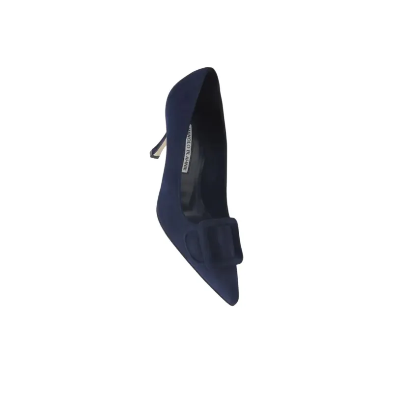 MANOLO BLAHNIK Slim Heel High Heels 9cm Women's Dark Blue-4
