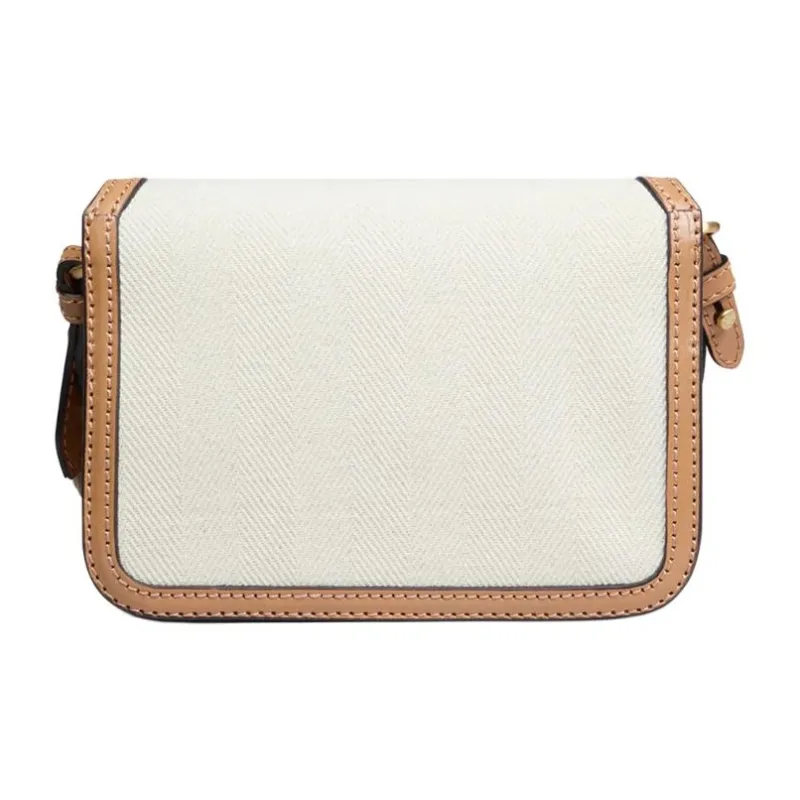 THE BRIDGE Fabric With Cow Leather Shoulder Bag Women's Light Brown & White-2