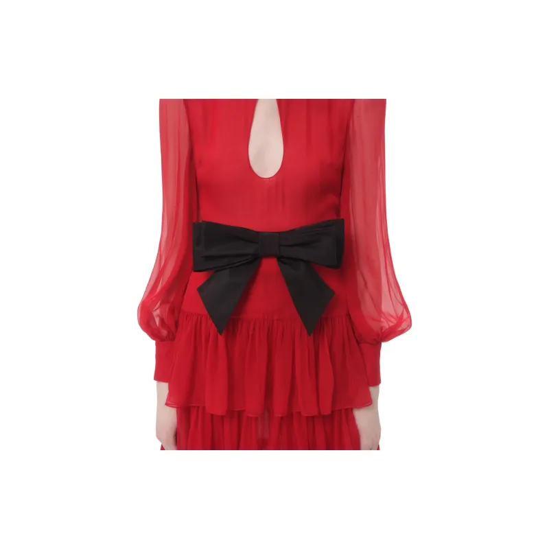 Valentino Long Sleeved Dress Women's Red-6