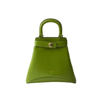 PRADA Cow Leather One Shoulder Handbag Medium Size Women's Light Green