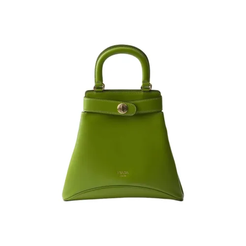PRADA Cow Leather One Shoulder Handbag Medium Size Women's Light Green