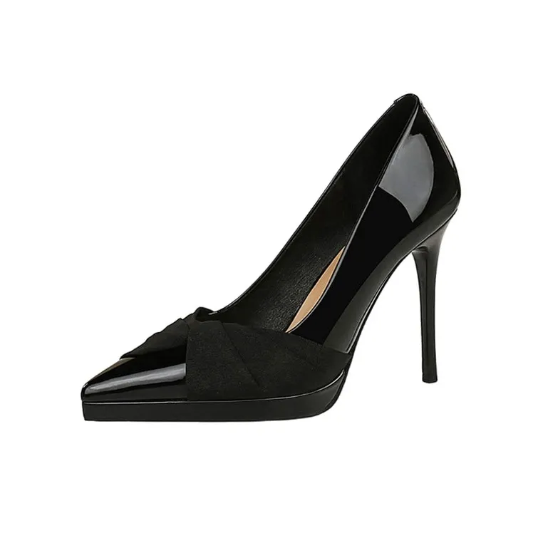 BIGTREE High Heels Women's Burgundy/Black/Nude-3