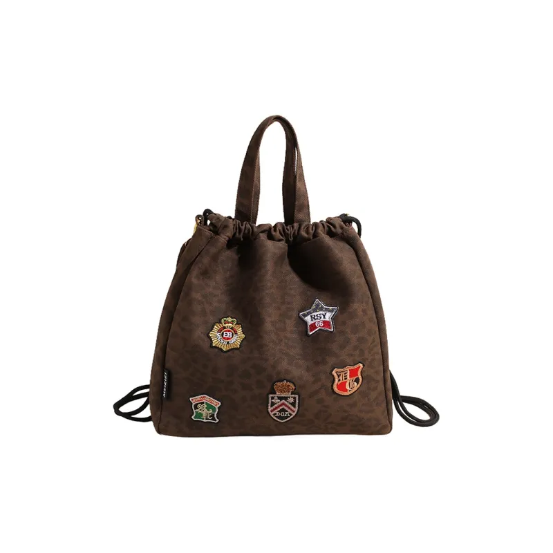 SEVENMOONS Canvas Backpack Unisex Leopard Print-0