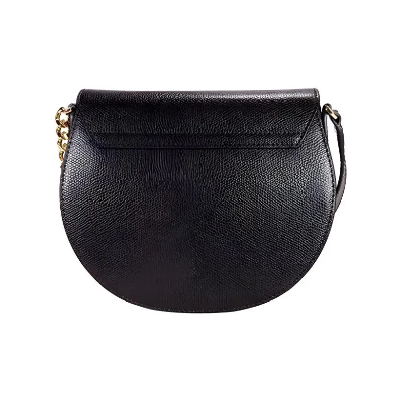 Furla Metropolis Collection Cow Leather Saddle Bag, Shoulder Bag, Crossbody Bag Mini Women's Black-1