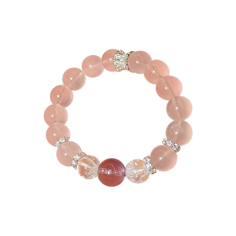 ZHOUBAIFU Natural Pink Crystal Bracelets Unisex-0