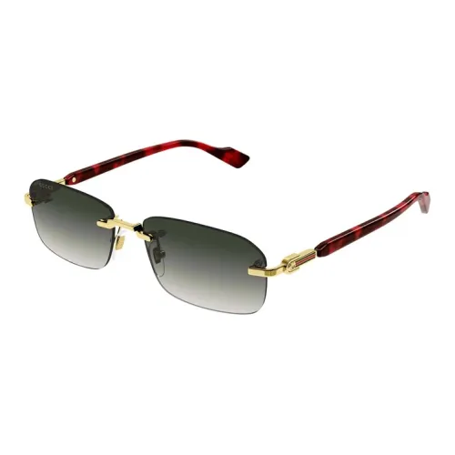 GUCCI Metal Rectangular Sunglasses Men's Red