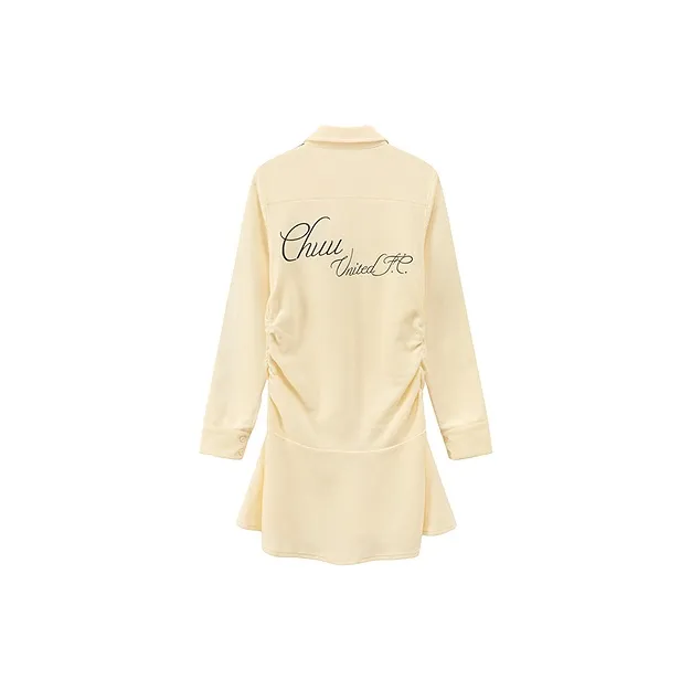 CHUU Long Sleeved Dress Women's White Apricot-1