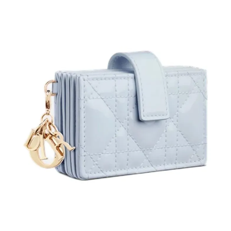 DIOR Lady Dior Calfskin Card Holder Women's Blue-1