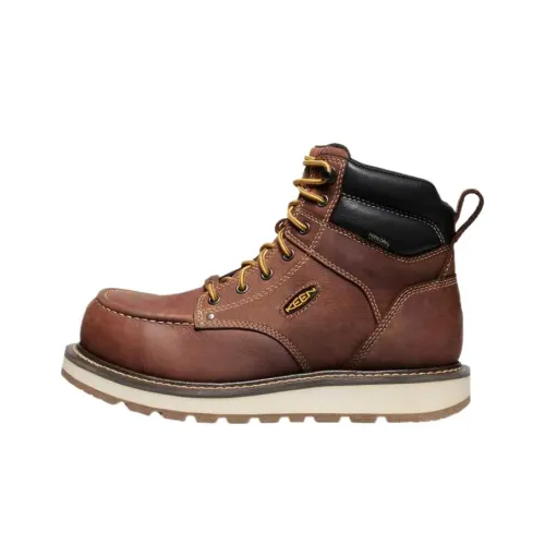 KEEN Abrasion-Resistant Ankle-Length Outdoor Boots Men's Brown Red
