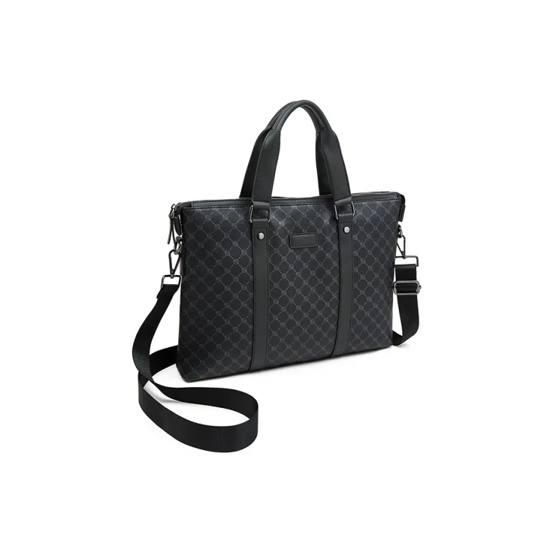 Old Man's Head Synthetic Leather Portable Crossbody Briefcase Regular Men's Black-2