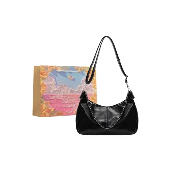 BRINCH PU Shoulder Bag Regular Women's Black/Ecru/Pink/Green
