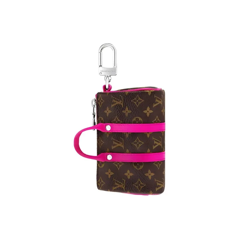 LOUIS VUITTON Mini Keepall Canvas With Leather Keychain Bag Accessory Men's Rose Red-2