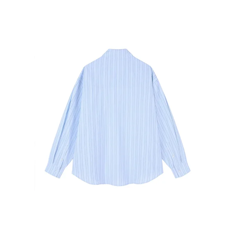 MATCHA STORY College Series Shirt Unisex Blue Stripes-1