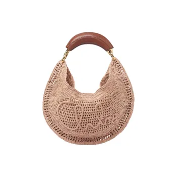 Chloe Raffia Crescent Bag Handbag Shoulder Bag Women's Pink