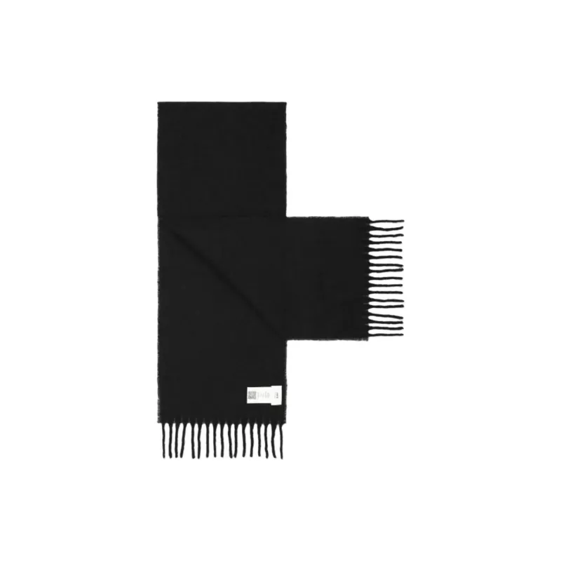 AMIPARIS Paris Logo Patch Fringed Edge Scarf-4