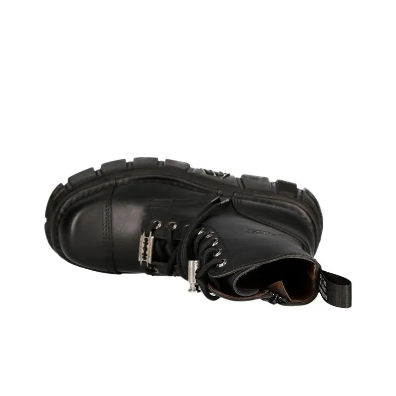 NEW ROCK METALLIC Ankle Boots Unisex Black-5