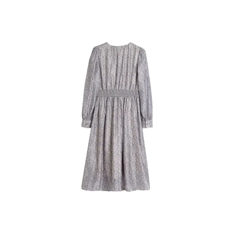 Mapping Long-Sleeved Dresses Women's Purple-1