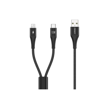PISEN 66W 2 in 1 1.2m All in one Aluminum Alloy Yarn Charging Cable AP FC27 1200