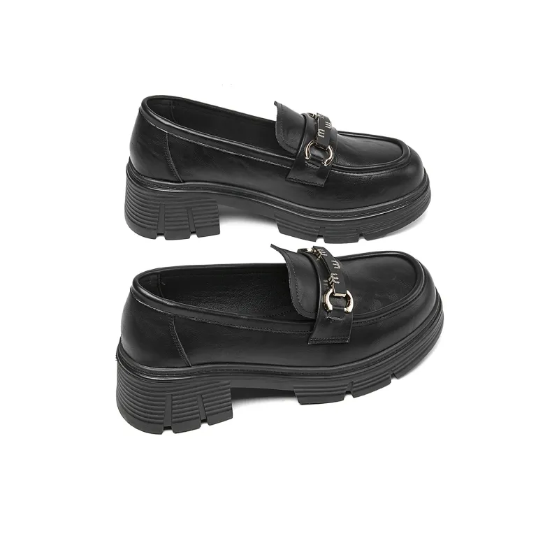 La Chapelle Loafers 5cm Women's Black-3