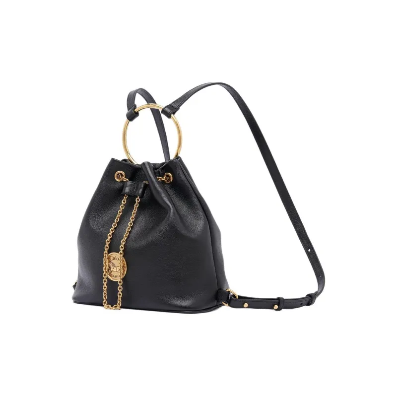 Chloe Buffalo Leather Backpack Small Size Women's Black-1