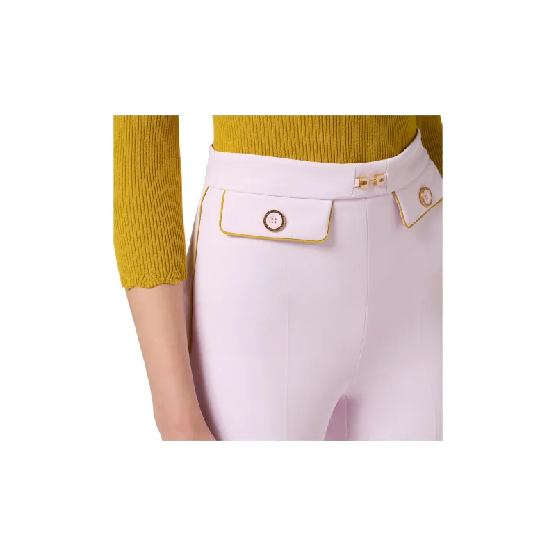 Elisabetta Franchi Piped trim Crepe Slim fit Trousers-3