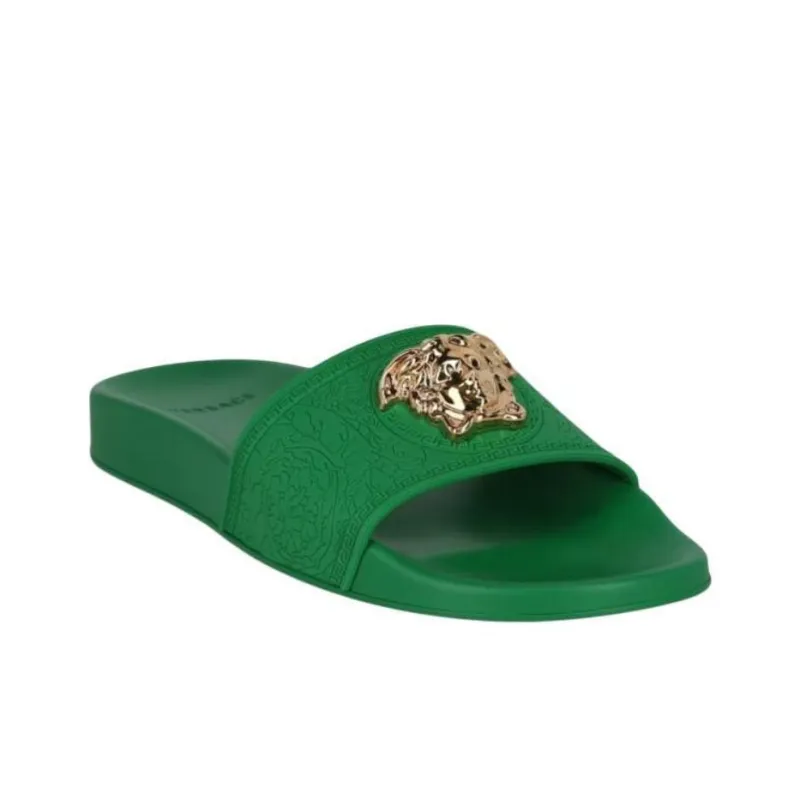 VERSACE PALAZZO PU Polyurethane Slide Slippers Women's Green-2