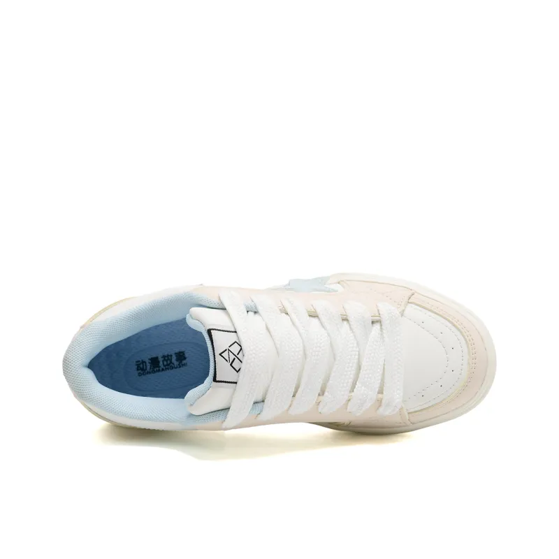 Anime Story Slip Resistant, Abrasion Resistant, Lightweight, Breathable Low Top Skateboard Shoes Unisex White Blue-4