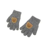 Fleece Bear Full Finger Glove-Gray
