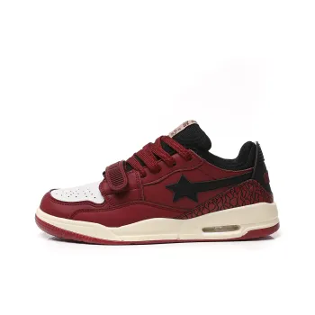 BURCOME Shooting Stars Collection Slip Resistant Cushioning Abrasion Resistant Low Top Skateboard Shoes Unisex Burgundy