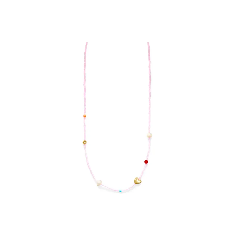 ANNI LU 18K Gold Brass Glass Pearl Jade Carat Stone Amazonite Sea Bamboo Imitation Opal Necklaces Unisex Pink-0