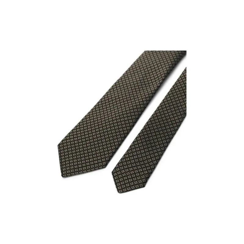 EMPORIO ARMANI Pure Silk Tie With Geometric Jacquard Motif-1