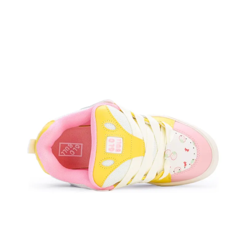 GLO BULL Coverage Wear Resistant Lightweight Breathable Slip Resistant Low Top Skateboard Shoes Unisex Beige Pink-3