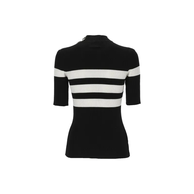 Jean Paul Gaultier High Neck Striped Top-1