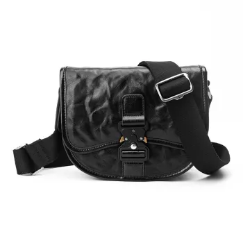 Sharkborough Cow Leather Crossbody Bag, Shoulder Bag Medium Size Men's Black/Dark Brown