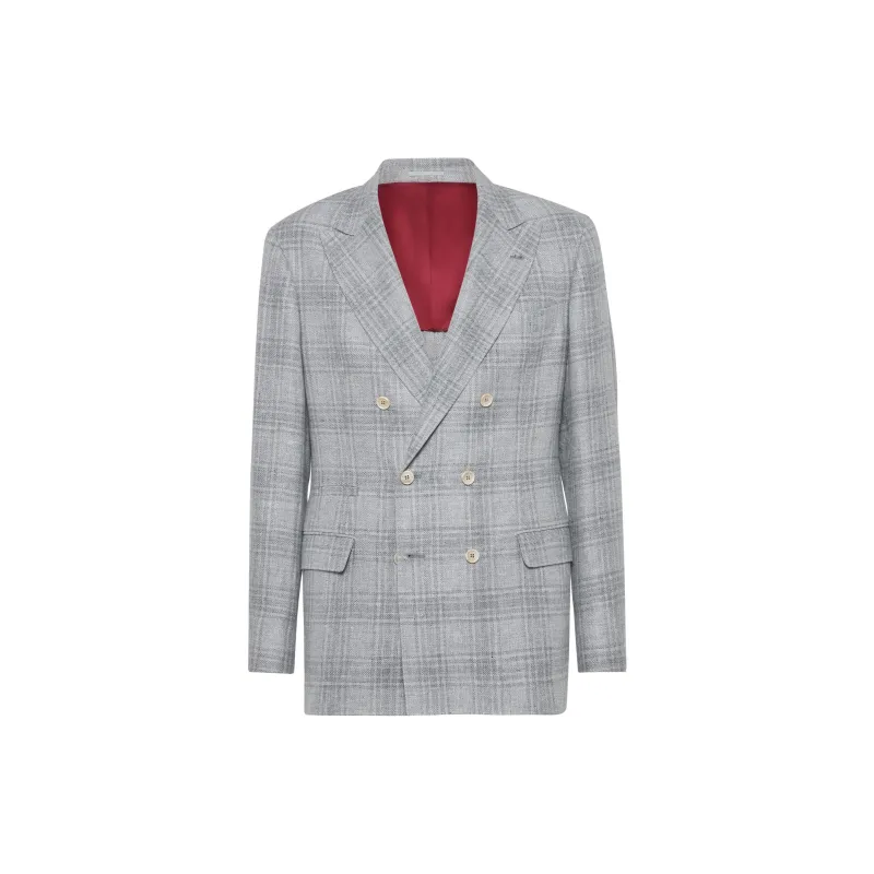 Brunello Cucinelli Prince Of Wales Double Breasted Blazer-0