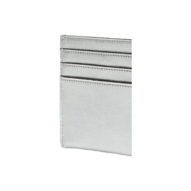 FENDI FF Diamonds Series Calfskin Card Clip Card Holder Women's Silver-4