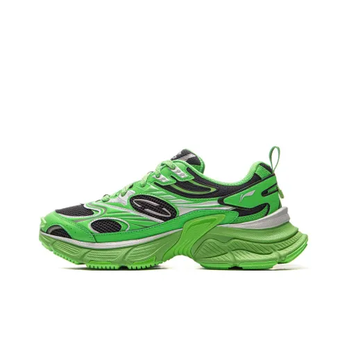 LiNing Star Shock Absorbers Slip Resistant, Abrasion Resistant, Breathable Low Top Chunky Sneakers Men's Green