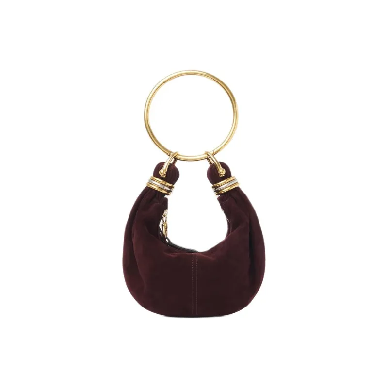 Chloe Lambskin Shoulder Bag, Crossbody Bag, Handbag Mini Women's Deep Red-2