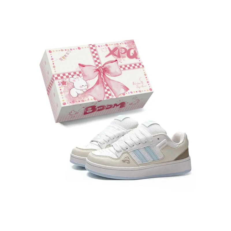 XPQ Coverage Abrasion Resistant Lightweight Low Top Skateboard Shoes Women's Sky Blue-5
