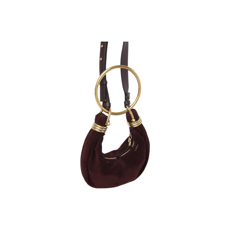 Chloe Lambskin Shoulder Bag, Crossbody Bag, Handbag Mini Women's Deep Red-1