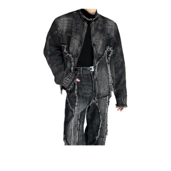 SOCKKEY Denim Jacket Unisex Black Gray