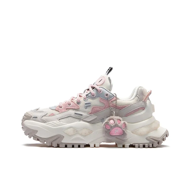 FILA FUSION BIANCO Wear-Resistant Height Increasing Low-Top Chunky Sneakers Women's White Gray-0