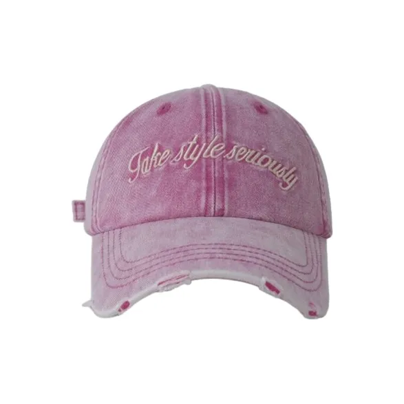 FREE RABBITⅡ Korean Style Vintage Washable Distressed Ripped Denim Baseball Caps Unisex-8