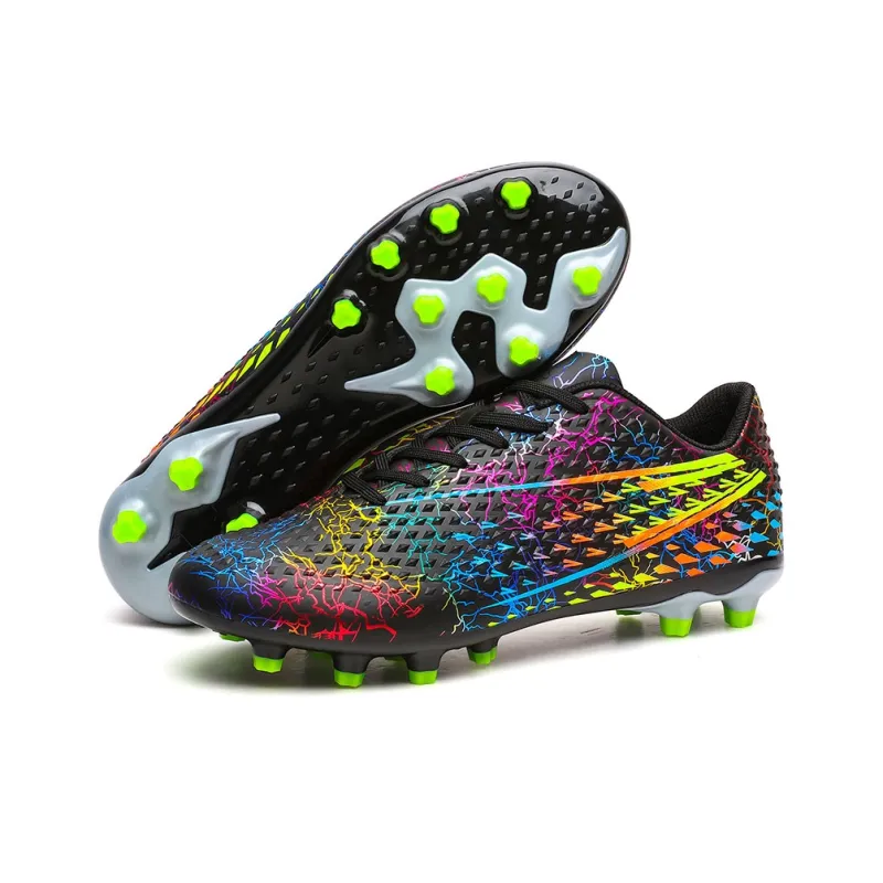 QIUTEXIONG Soccer Shoes Unisex Low Top Black/Aqua/White-4