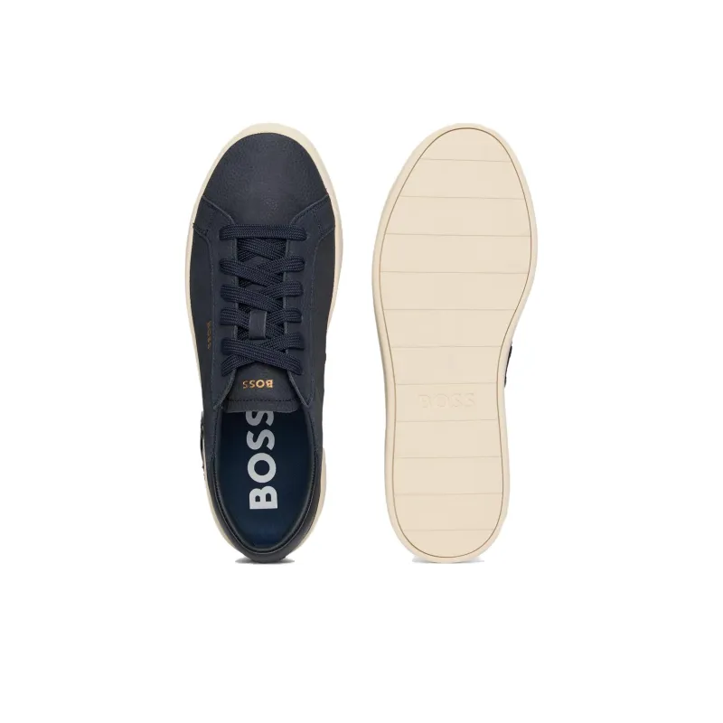 HUGO BOSS Low Top Skateboard Shoes Men's Pure Black-4