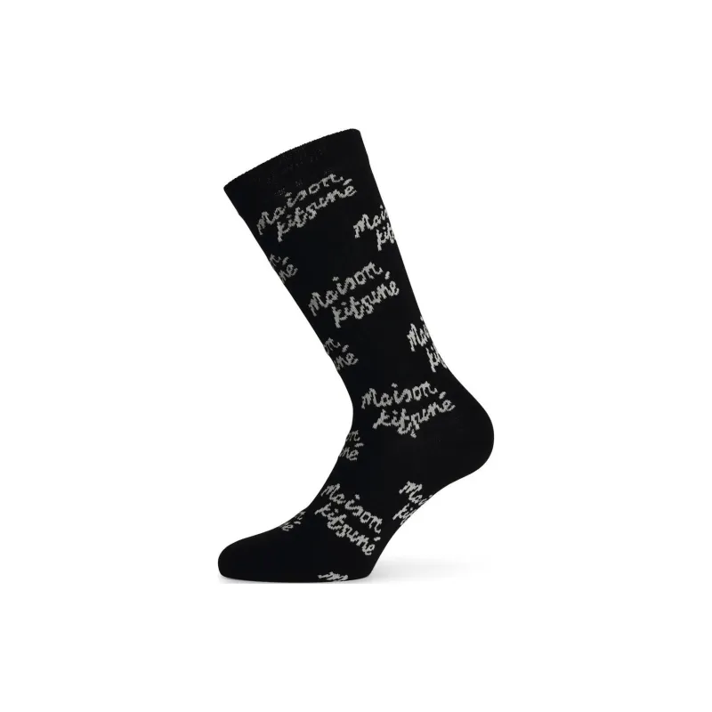Maison Kitsune Logo Lettering Socks-0